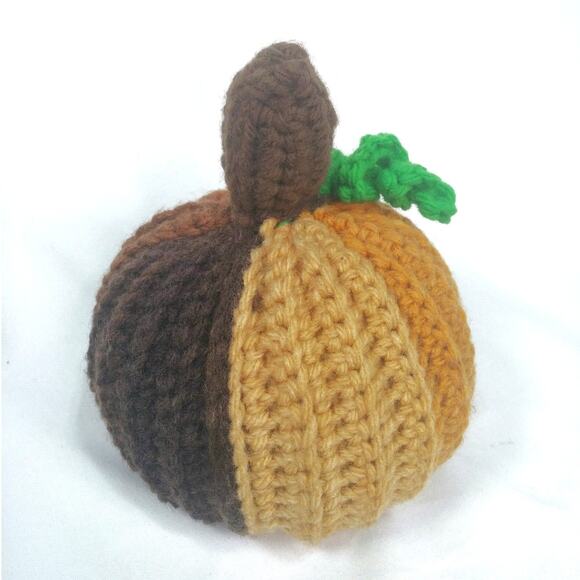 Hand Crafted Stuffed Crochet Pumpkin Fall Colors Medium Sz Home Decor Seasonal - Picture 4 of 8